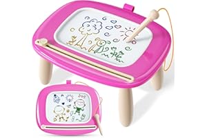 Kikidex Kleinkinder Spielzeug Alter 1-3, Magnetisch Zaubertafel, Mädchen Spielzeug für 1-2 Jahre, Magic Painting Board Lernspielzeug für 1 2 3 Jahre Baby Kinder, Geburtstag Geschenk (Dunkel Rosa)