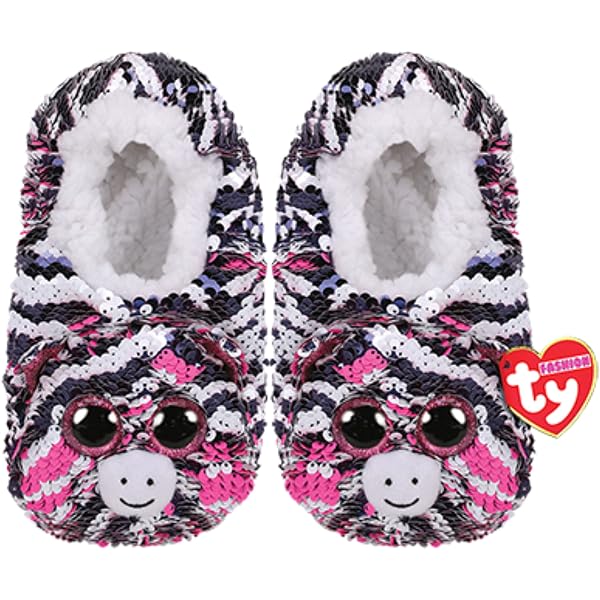 TY Beanie Babies Fantasia Unicorn Sequin Sock Slippers – Girls Sizes S/M/L