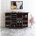 Ganpati Arts Sheesham Wood Bar Cabinet for Home Mini Bar Cabinet Solid Wooden Wine Storage Shelf Rack with Drawer & Glass Holder (Walnurt Finish) 1 Year Warranty