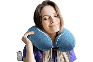 HIKENTURE Nadmuchiwana poduszka pod kark, samolot z poszewką na poduszkę, nadmuchiwana poduszka podróżna, poduszka podróżna, poduszka podróżna, samolot, pociąg (niebieska)