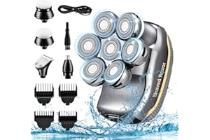 SWSTINLING Head Shavers for Bald Men, Upgraded 7D Magnetic, Rotary Head Shavers with LED Display, IPX7 Wet/Dry Mens Cordless Shaver Grooming Kit with Hair Clippers Beard Trimmer Nose Trimmer