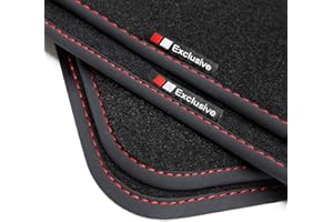 teileplus24 EF117 Alfombrillas Exclusive-Line Design para Audi A5 8T Sportback 2009-2016 Costuras Decorativas, Costura:Rojo