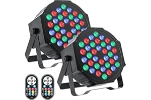 GdjRttk 2PCS Focos Par LED DMX 7CH, RGB 36 LED Luces de Escenario con Control Remoto, 72W Luz de Discoteca con 7 Modos de Iluminación para Fiestas Escenarios Bares Halloween Navidad
