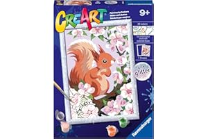 Ravensburger - Creart Serie D Scoiattolo Glitter | Kit Pittura Bambini | Dipingere Con I Numeri | Include Tutto Il Necessario | Giochi Bambini 9 Anni O Più | Creart 9 Anni