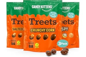Candy Kittens Big Box Crunchy Treets, 3-in-1 Vegan Chocolate Mixed, (120g Each, Pack of 3) – Crunchy Corn, Crispy & Salted Peanuts, Plant-Based Snack, Vegan Gifts Made with Cocoa-Free Choviva Shell