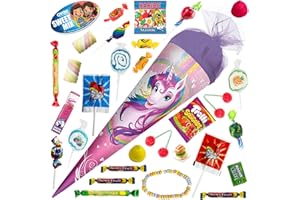 ‎OYOY OYOY 35cm Schultüte gefüllt mit Süßigkeiten Mix I ROTH Schultüte Einhorn I kleine Schultüte fertig gefüllt I Geschwister Schultüte I Zuckertüte klein I Einschulung Geschenk