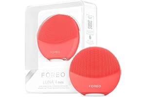 FOREO LUNA 4 mini Cepillo de limpieza facial y masajeador facial - Mejora la absorción de los productos de cuidado facial - Cuidado facial simple - Para todo tipo de pieles - Coral