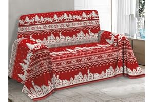 SpazioTessile Teli Arredo Copritutto Copridivano Copriletto Montagna Rosso 0P Panama Cotone (Village Rosso, 260x280)