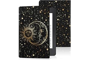 Pegmode for Kindle Paperwhite 11th Generation Case 6.8 Inch 2021 / Paperwhite Signature Edition Cute Women Girls Teens Kids Unique Sun Moon Folio Fabric Paper White Cover Auto Sleep/Wake E-Reader
