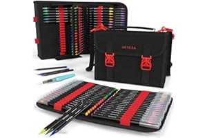 Feutres pinceaux Arteza, 96 couleurs, Feutres aquarellables, Dessin, peinture, aquarelle, calligraphie, Feutres coloriage adultes enfants, Étui organiseur pratique, Pointes de pinceaux souples