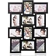 ARPAN Multi Aperture Picture Wooden Photo Frame Holds 12 x 6x4 Inch Photo Frames, Collage Picture Wall-Mounted Frame (Black)