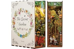 Tonecheer DIY Book Nook Kit, Puzzle 3D in Legno Adulti fai da te Libro Nook Miniature da Costruire Modellismo da Costruire, Book Scaffale Inserto Decorazione Regalo Creativo(Il giardino segreto)