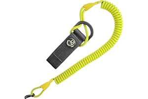 Ganzoo © Kabel spiralny, elastyczny breloczek do kluczy z paracordu, smycz na klucze, pasek na klucze, elastyczny pasek, uchwyt RSG z karabińczykiem, żółty neonowy, 150