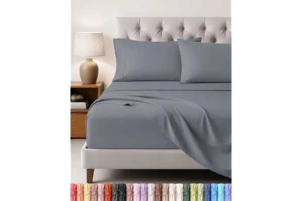 Utopia Bedding Juego de Sabanas 4 Piezas, 150x200cm, Gris | Sábana Bajera, Sábana Plana y 2 Fundas de Almohada 50x75 - Cama 150 - Oeko-Tex Certificado - Poliéster Microfibra Cepillada