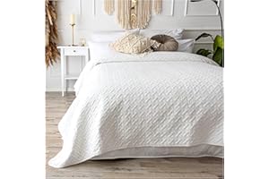 ‎CALMYHOME CalmyHOME Tagesdecke 240x260 Weiss Bettüberwurf Bett Überwurf Sofaüberwurf Steppdecke Sofa Decke Überwurfdecke Betthusse XXL Überdecke Gesteppte Tagesdecken gesteppt Quilt Bedspread