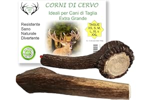 ARTISAN GIFT CO Corno di Cervo per Cani, Osso per cani da Masticare 100% Naturale, peso minimo Confezione 450gr. (XL - 2 pz.)