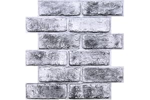 Commomy 10 Piezas Paneles de pared 3D Decorativos Para Pared de Ladrillo, 30 x 30 cm, Autoadhesivo PVC Panel Decorativo Pared de Ladrillo Falso para Cocina, Dormitorio, Salón