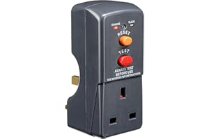 Masterplug Single Socket RCD Safety Adaptor, Black