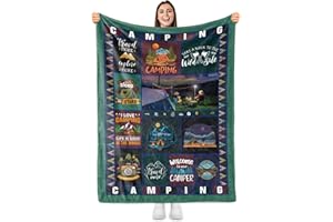 Sowide Camping Blanket for Camping Lovers, Camping Gifts for Men Women Family, Soft Fleece Blanket Throw Unique Gift, Comfy Lightweight Fuzzy Plush for Travel Hiking Outdoor Camper, Couch Nap, 50"x60"