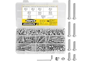 JOCAHULFX M5 Schrauben Set, 300 Stück Linsenkopf Innensechskantschrauben Muttern Set, Gewindeschrauben und Muttern und Unterlegscheiben Set, Edelstahl Maschinenschrauben Sortiment Set, Silber