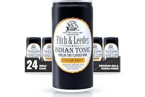 Fitch & Leedes Sugar-Free Indian Tonic – 24 x 200ml Mixer for Botanical Gins