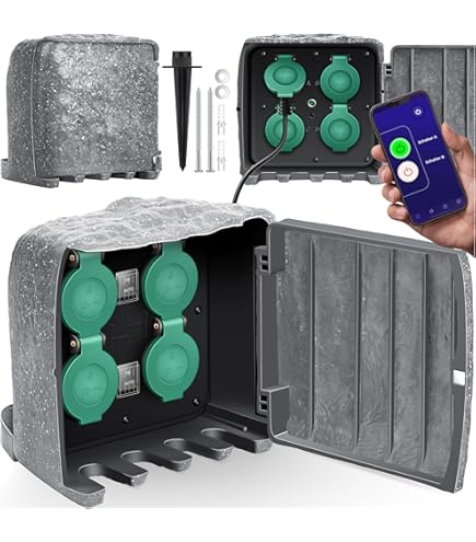 KESSER® Outdoor Power Strip with 4 Sockets and Ground Pin | Garden Plug