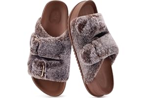 KuaiLu Zapatillas Mujer Fascitis Plantar Sandalias de plataforma Invierno Caliente Punta Abierta Pantuflas Antideslizante Goma Suela Interior Exterior EU36-43