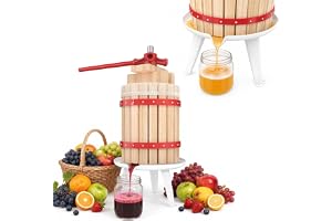 UISEBRT Fruktpress, 18 l, med pressduk, mekanisk juicepress, vinpress, äppelpress