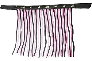 Fliegenfransen für Pferde Fliegenmaske mit Fransen & Klettverschluss, Fliegenhaube für Shetty, Pony, Cob, Warmblut, Kb (Pony, Schwarz-Pink)