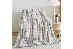 GKXLH Luxuriöse Plüsch-Überwurfdecke – superweiche, gemütliche, flauschige Decke, Kunstfelldecke, leichte Decken, warmer Bettüberwurf für Couch, Bett, Sofa (B 100 x L 160 cm, Farbverlauf blaugrau)