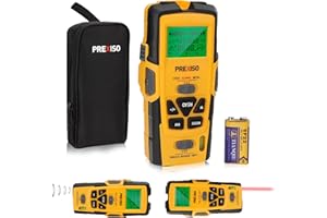 PREXISO Stud Finder with Laser Level, 5-in-1 Electronic Stud Sensor & Ultrasound Distance Measure, for Wood, AC Live Wire Metal Studs Detection