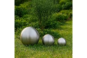 Köhko 3er Edelstahlkugeln-Set-02 Ø 8-10-15 cm Dekokugel aus gebürstet-matten Edelstahl