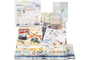 Lychii Scrapbooking Kit, 343 Pieces Kit with A6 Notebook, Washi Tape, Stickers, Scrapbook Paper, for Kids DIY, Birthday Gift, Children's Day Gift (World Travel Theme)