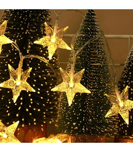 ALEGRE Weihnachts-Lichterkette Schneeflocken & Sterne – 3 M, 20 LEDs, Warmweiß, Batteriebetrieben, Timer, IP65 – Für Innen & Außen – Deko Für Garten, Balkon, Zimmer