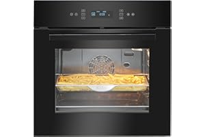 Bomann Einbau-Backofen mit Pyrolyse | Grill, AirFry, Umluft Ober-& Unterhitze | 67 Liter | Touch-Display | Schnellaufheizung | 50–280 °C | Zubehör-Set | autark | Energieklasse A | EBO 7912 schwarz