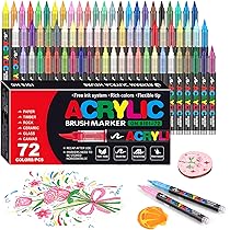 Gunsamg 168 Acrylic Paint Pens with 1-5mm Brush Tip, Double Tip for Painting, Drawing, Calligraphy, Lettering, Sketching
