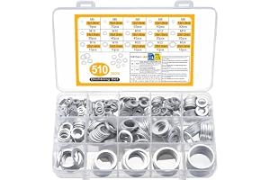510 stycken tätningsring oljeavtappningspluggar tätningsset, metallbrickor av aluminium sidobrickor sortiment, passande ringar sortiment, platt tätningsset, M5 M6 M8 M10 M12 M14 M16 M18 M20 M22 M24