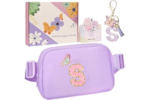 ONETOALL Crossbody Bags for Teenagers, Initial Bumbags for Kids, Gifts for 7 8 9 10 Year Old Girls, Waist Bag & Fanny Pack with Key's Chain