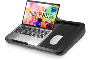 Duronic DML422 Plateau pour Ordinateur Portable avec Coussin incliné Ergonomique Support pour Tablette Tapis de Souris Table à Poser sur Les Genoux pour PC Lecture Dessin devoirs étude