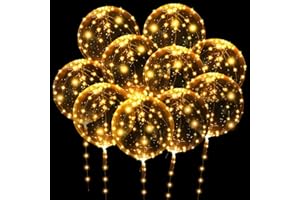 OSDUE 10 Pack Leuchtende Luftballons, 24 Zoll Valentinstag Bobo Luftballons mit 3m LED Lichterketten, Bobo Ballons für Valentinstag, Hochzeit, Weihnachten, Geburtstag, Muttertag Dekoration