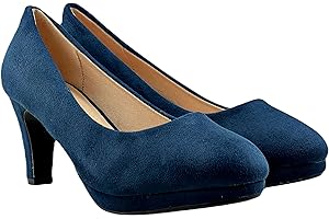 STEPTOES Ladies Classic Slip On Black Suede Court Shoes Block Heel Round Toe Size UK 3-9