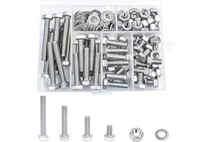 QIQN M6 Sechskantschrauben 304 Edelstahl 120PCS Bolzen und Muttern Unterlegscheiben Sortiment Kit 10/20/30/40 mm