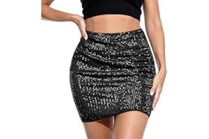 OFFCUP Gonna con Paillettes da Donna Gonna Glitterata Gonna Donna Sexy Aderente Gonna a Tubino Elasticizzata Corta Gonna Glitter per Cocktail Party Club Festa di Carnevale Concerto