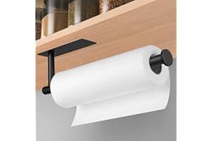 sprecenk Support Porte Sopalin, Adhésif ou Perçage Porte Rouleau Papier Cuisine sous l'armoire, Acier Inoxydable Porte Essuie Tout pour Salle de Bain et de Cuisine, Noir