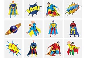 Henbrandt Kids Super Hero Tattoos, Multi, 24 Count (Pack of 1)