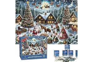 Ayizhiniu Puzzle Calendario Dell'Avvento 2024, Box Puzzle Natale Calendario Conto alla Rovescia 24 Giorni, 1008 Pezzi Puzzle del Calendario Dell'avvento Natale, Adatto Regali Natale Bimba (B)