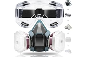 WOCVRYY Maska wielokrotneg, Ochrona przed kurzem wielokrotnego użytku przeciwgazowa z filtrem W komplecie z okularami ochronnymi Maty filtracyjne Wkłady filtracyjne i nasadki filtrujące