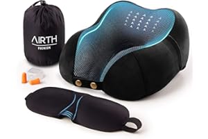 AIRTH® Podróżna poduszka pod kark, z pianki z pamięcią kształtu, ergonomiczne podparcie dzięki piance memory, poduszka podróżna premium
