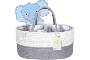 KiddyCare Organizador Pañales para Bebés - Cesta Bebé con 3 Compartimentos Intercambiables y Extraíbles - Organizador Armario Bebé - Ideal como Cesta Regalo Bebé Recién Nacido [Gris, Tamaño Mediano]