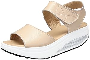 Mesing Sandalias Plataforma Mujer Verano Sandalias Cuña Comodas Cuero Peep Toe Zapatos Tacon para Caminar